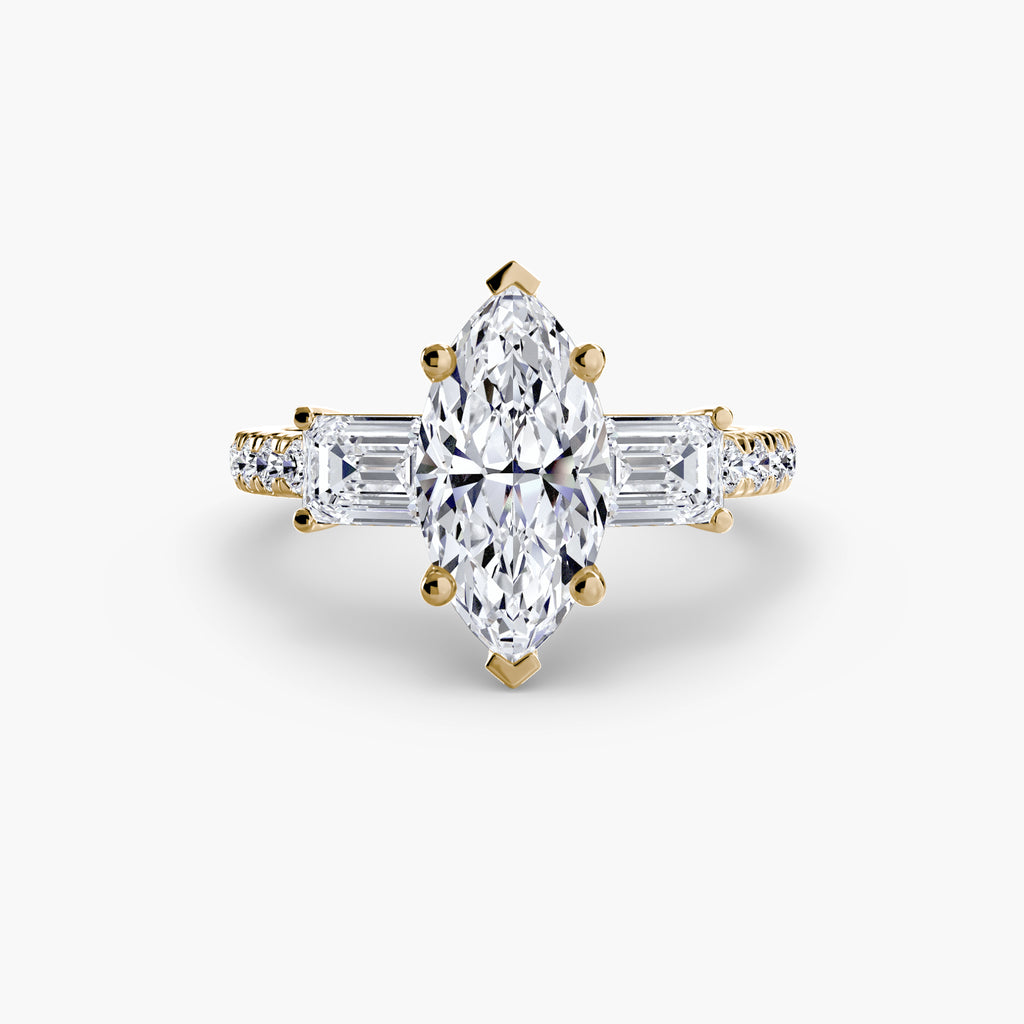 Three-Stone Ring with Pavé Band 4